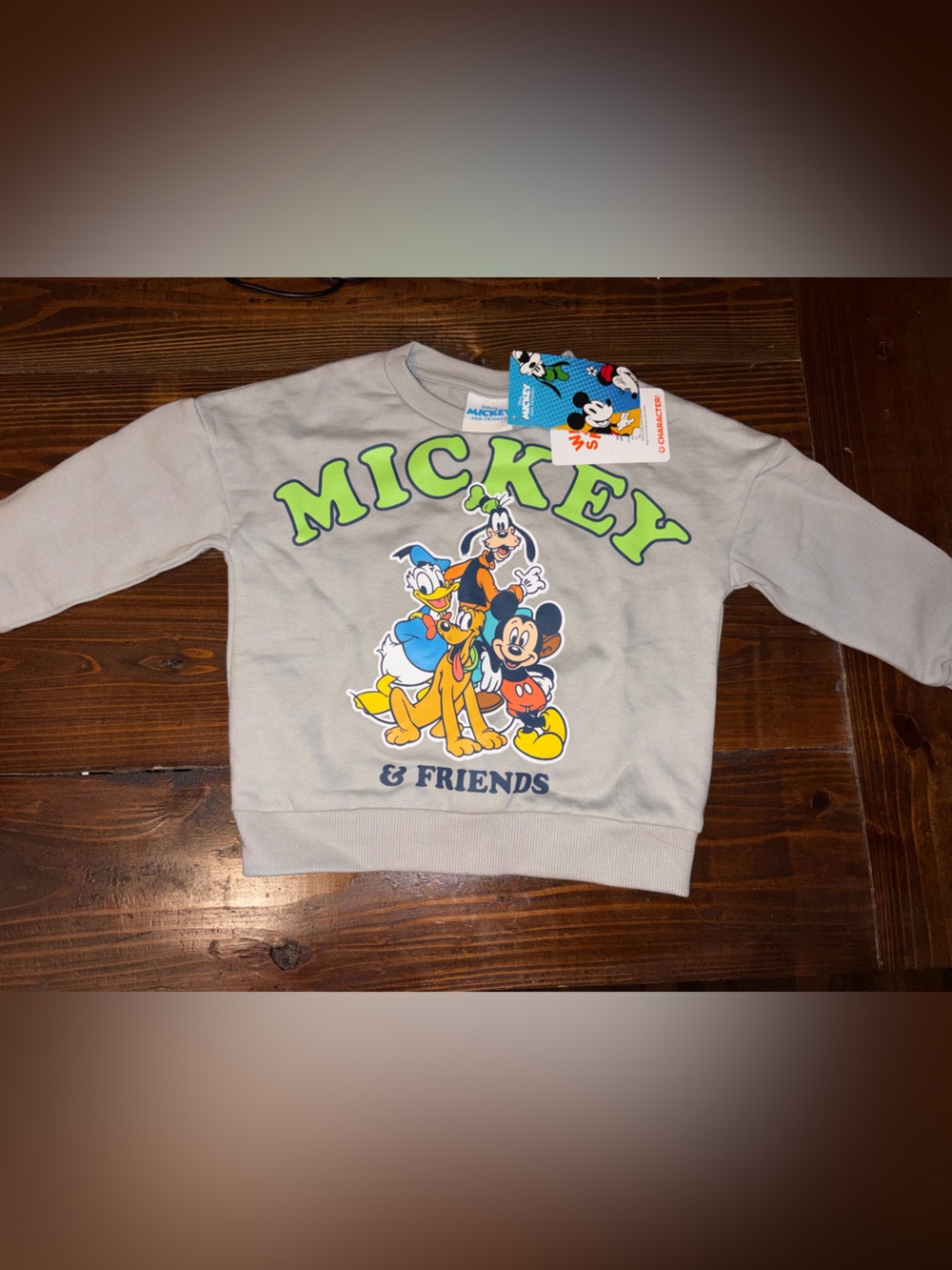 Disney Light Gray Mickey & Friends Crewneck Sweatshirt
